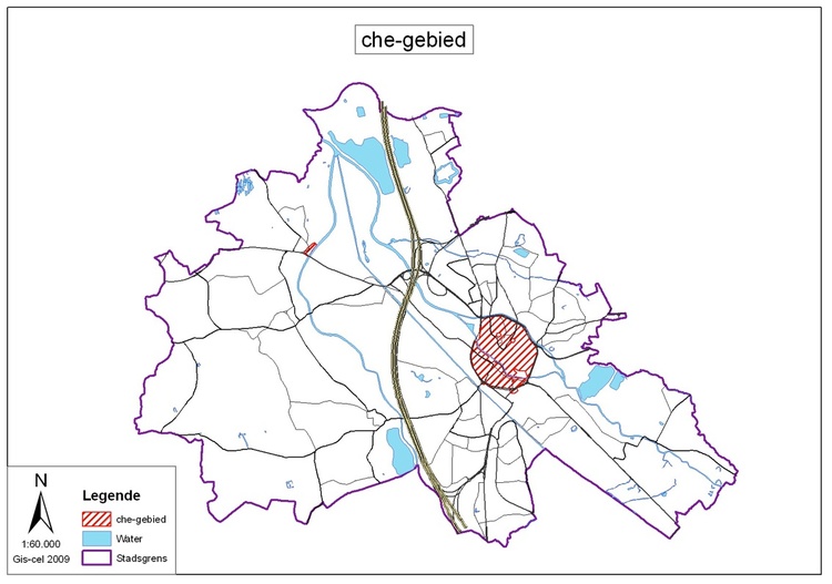 Plan van Mechelen met aanduiding CHE-gebied