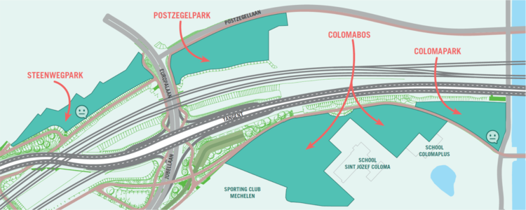 Overzichtsplan van de 3 parken