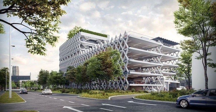 Toekomstbeeld van hoe parking Keerdok er gaat uitzien.
