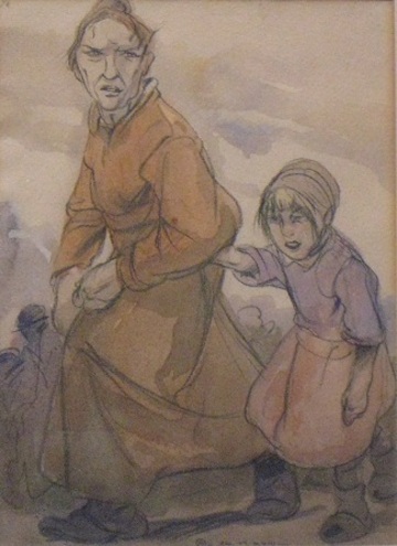 moeder en kind vluchten