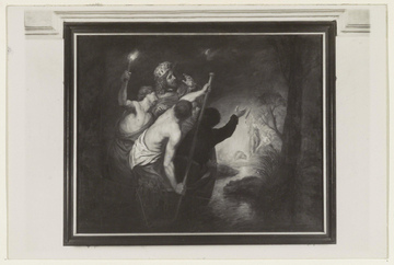 Foto van het schilderij 'Graaf Ado vindt het lijk van de vermoorde heilige Rumoldus' door Theodoor Boeyermans in de Begijnhofkerk Sint-Alexius en Catharina