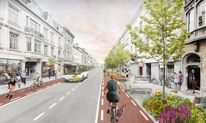 In de Hendrik Consciencestraat krijgen fietsers en voetgangers meer ruimte. Auto&rsquo;s kunnen enkel nog rijden in de richting van de vesten, bussen in beide richtingen.