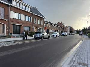 De parkeerplaatsen legden we aan in kasseien met open verbindingen. Zo kan regenwater gemakkelijker insijpelen in de grond in plaats van dat het wegstromen.