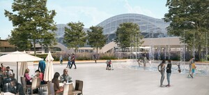 Beeld van het stationsplein na de tijdelijke heraanleg in 2022. &copy; OMGEVING