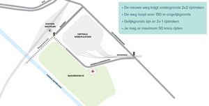 Een plattegrond van het gebied waardoor de Arsenaalverbinding zal lopen