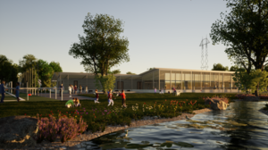 De nieuwe sportzone in Leest verwelkomt buurtbewoners en sporters in een groene omgeving. &copy; TRiAS architecten