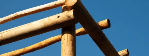 Detail foto van houten pergola 