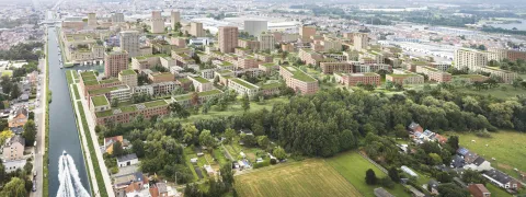 Toekomstbeeld van Ragheno vanuit de lucht gezien